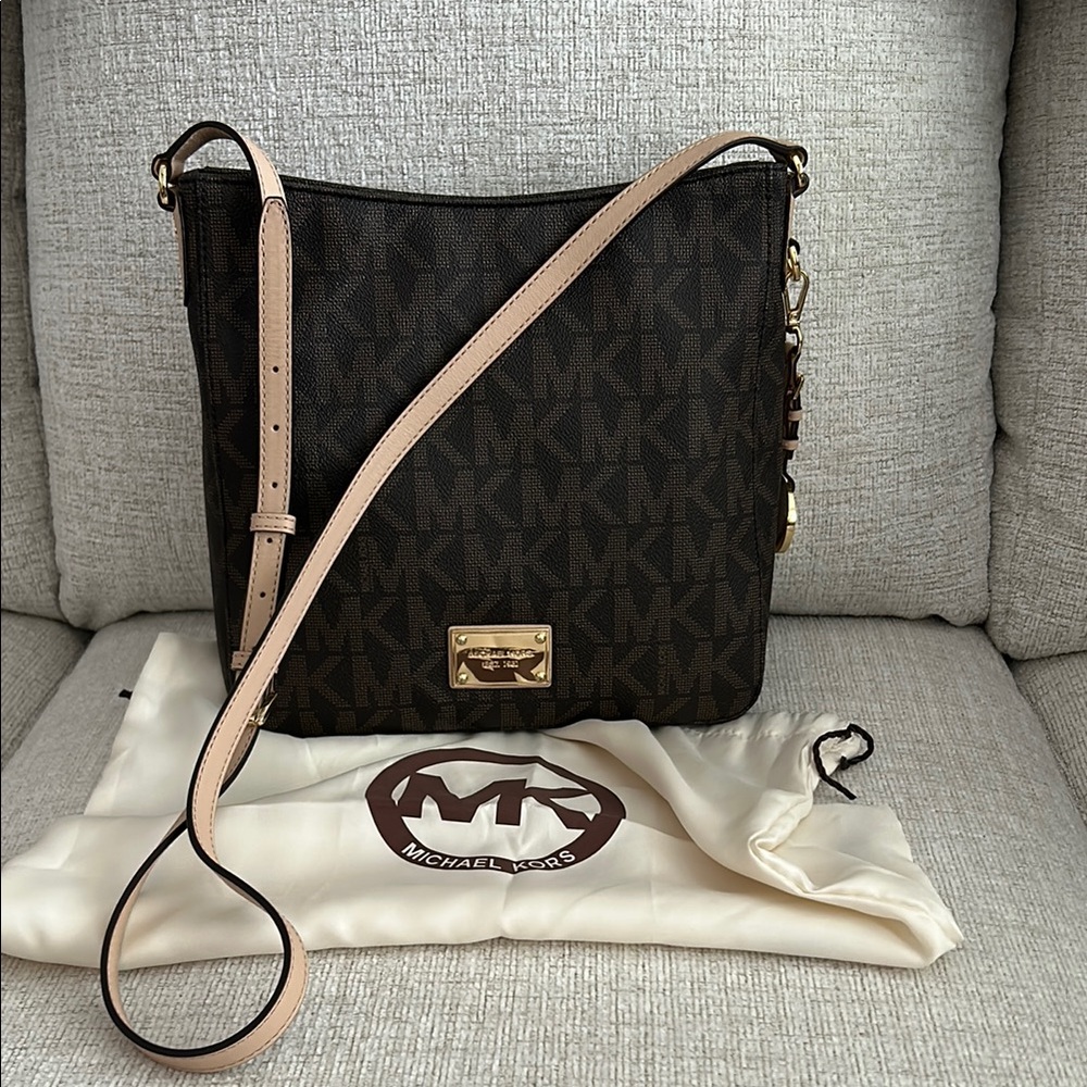 Michael Kors Brown Crossbody Bag with Gold Hardware